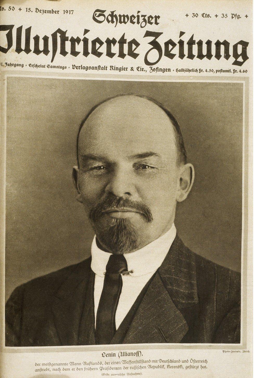 Picture of Lenin on the front page of the Schweizer Illustrierte of 15 December 1917.