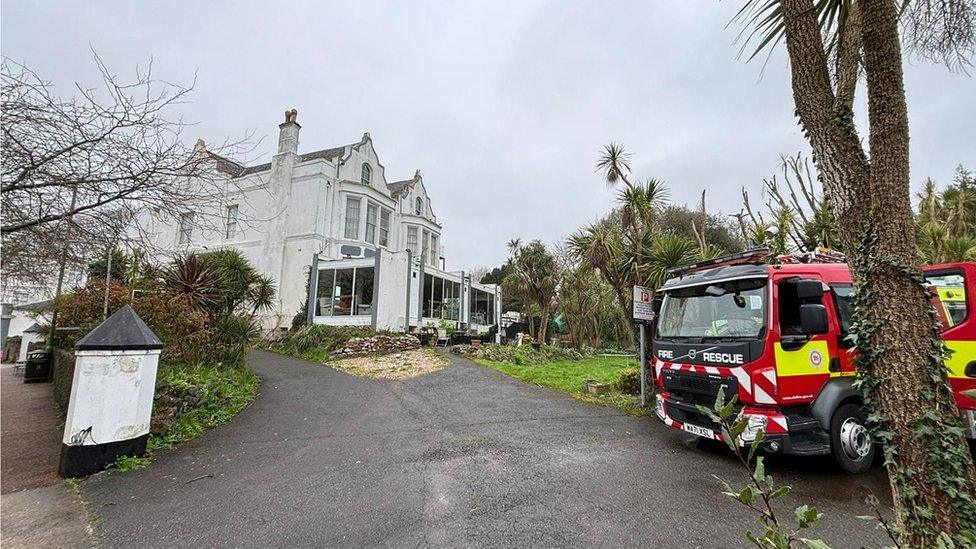 Fire engine at Sherwood Palm Hotel in Torquay