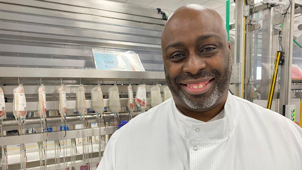 Mark Chambers at the NHS blood processing centre at Filton