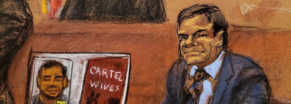 Accused Mexican drug lord Joaquin "El Chapo" Guzman looks on in this courtroom sketch, during closing arguments at his trial in Brooklyn federal court in New York City, U.S., January 31, 2019