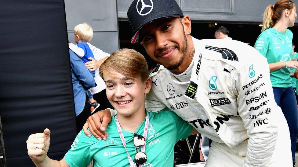 Billy Monger with Lewis Hamilton