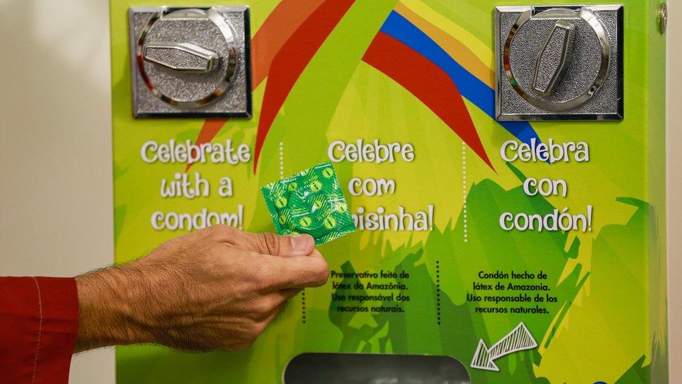 A condom dispenser at the Rio Olympics in 2016