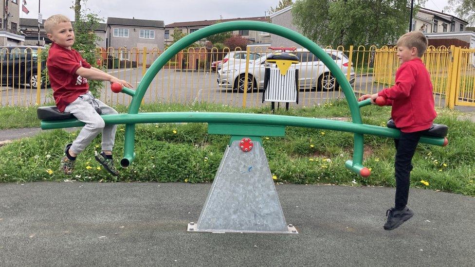 Connor and Rory on seesaw