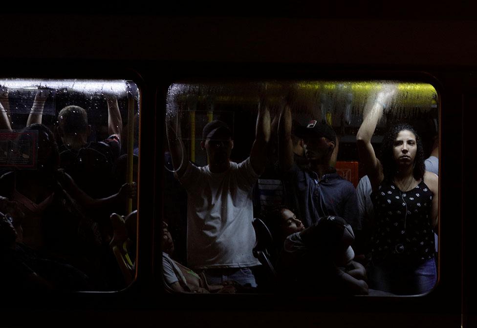 People on a bus in Rio de Janeiro