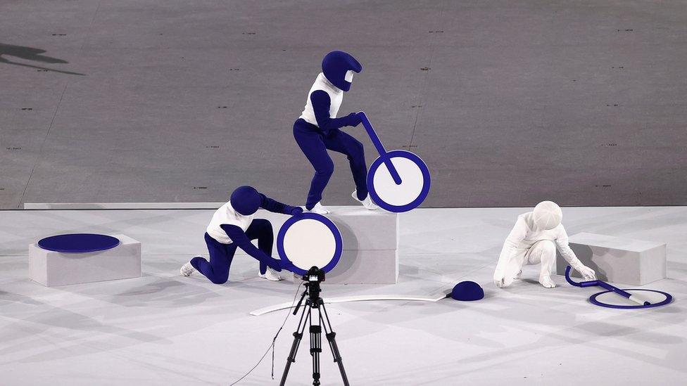 The olympic pictograms are acted out