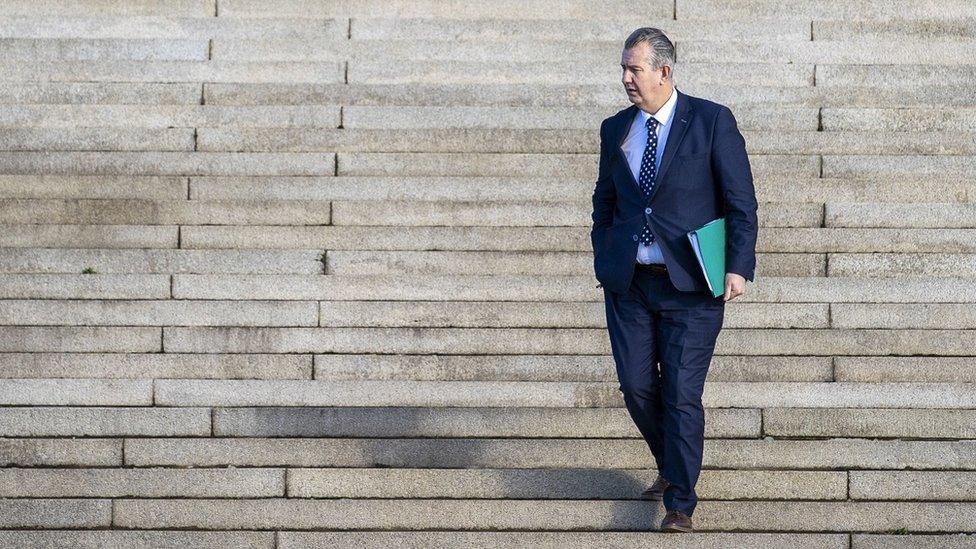 Edwin Poots on Stormont steps