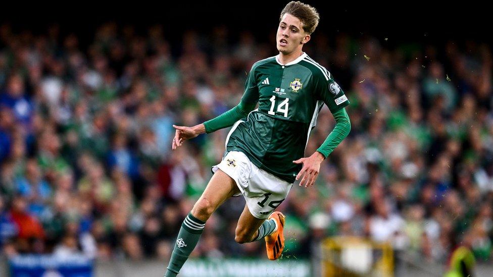 Isaac Price of Northern Ireland during the UEFA EURO 2024 Championship Qualifier match between Northern Ireland and Kazakhstan