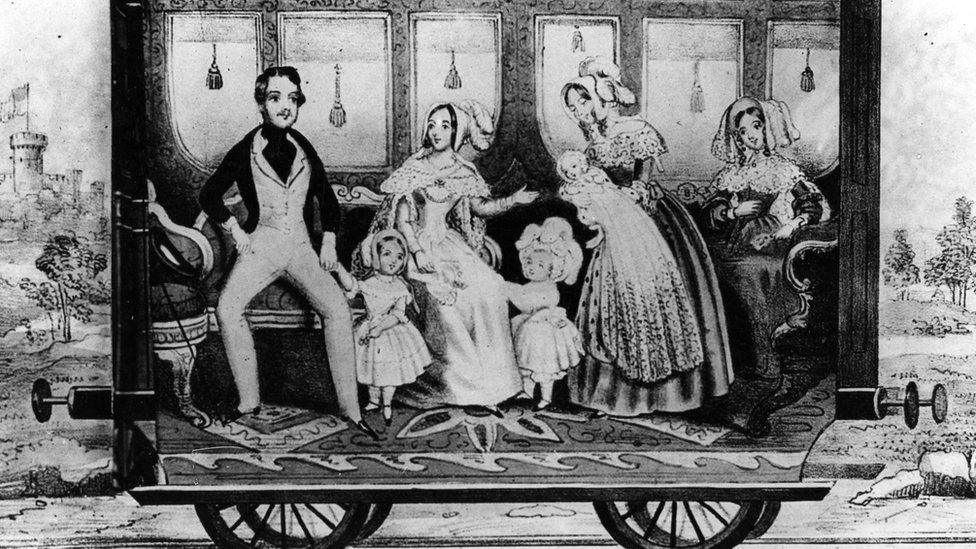 Artist impression of Queen Victoria's first journey on a train