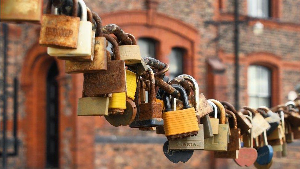 A row of padlocks