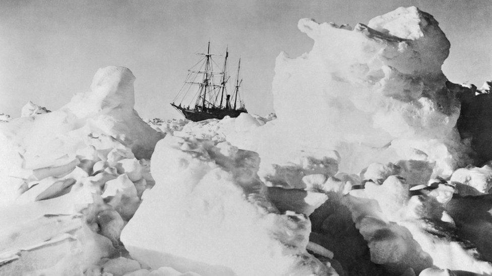 Ernest Shackleton"s Ship Endurance Trapped in Ice