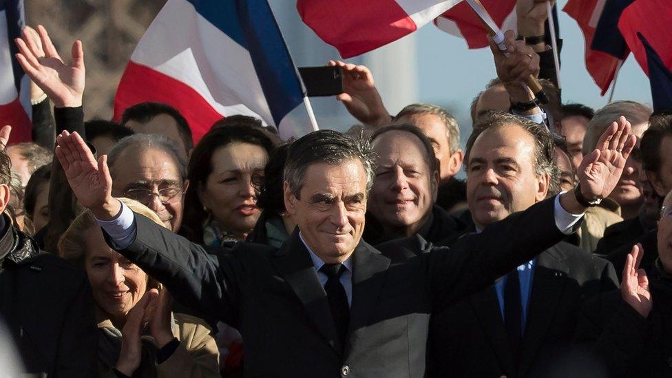 Francois Fillon at a rally in Paris