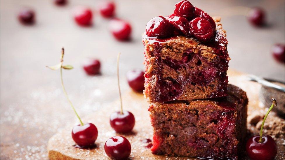 Homemade cake on wooden table