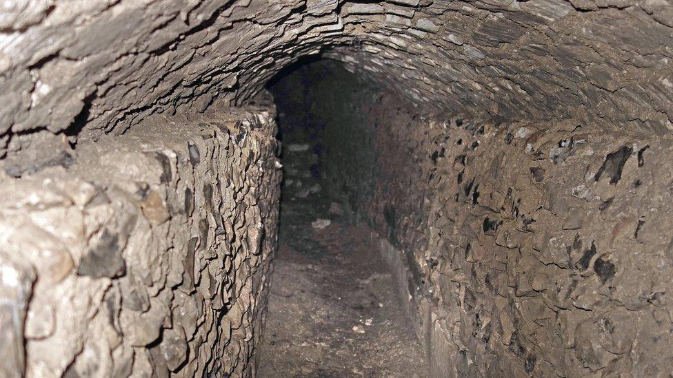 Medieval water channel to distribute water to the abbey buildings