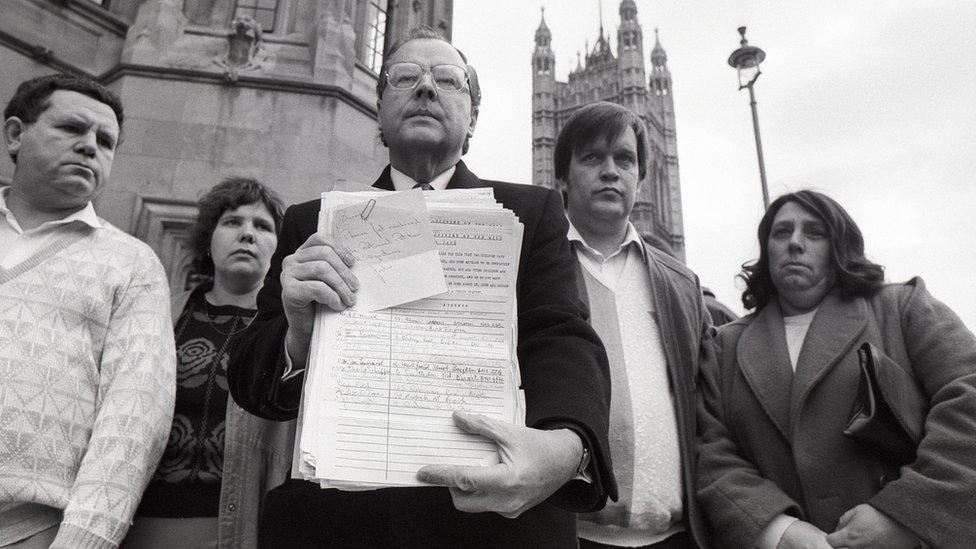 Lee and Michelle Hadaway, Barrie and Susan Fellows, and Brighton MP Andrew Bowden in 1988