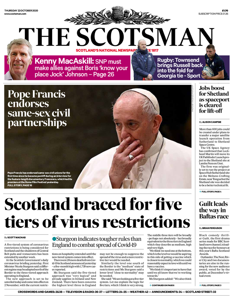 Scotsman front page