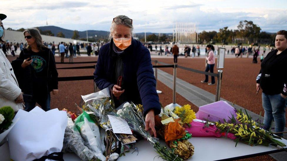 Tributes in Canberra, Australia.