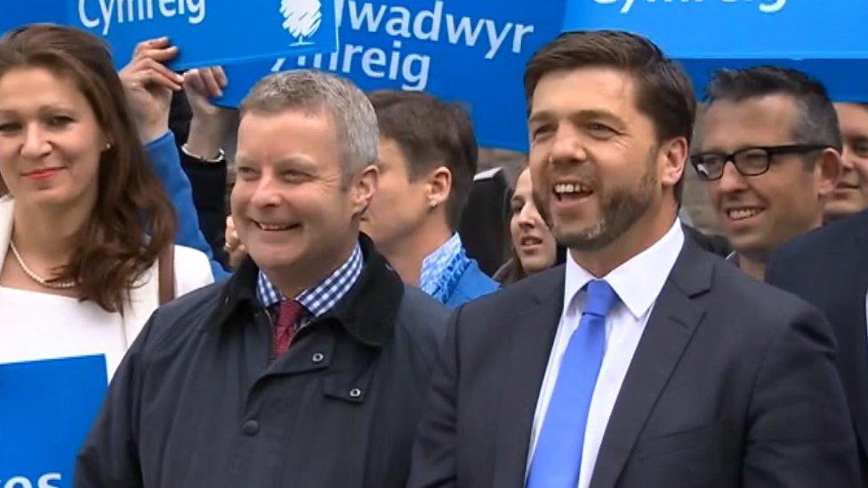 Chris Davies and Stephen Crabb celebrate the Tories' 2015 election victory