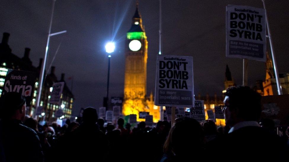 Stop The War protest outside Parliament