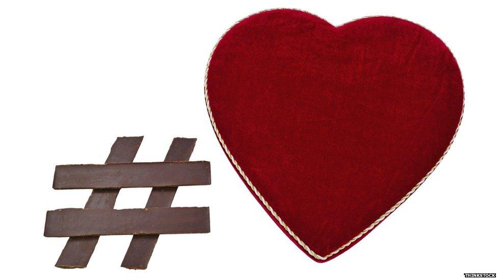 Twitter hashtag and heart