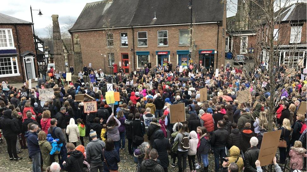 Protest march at the Cobbles Sandbach