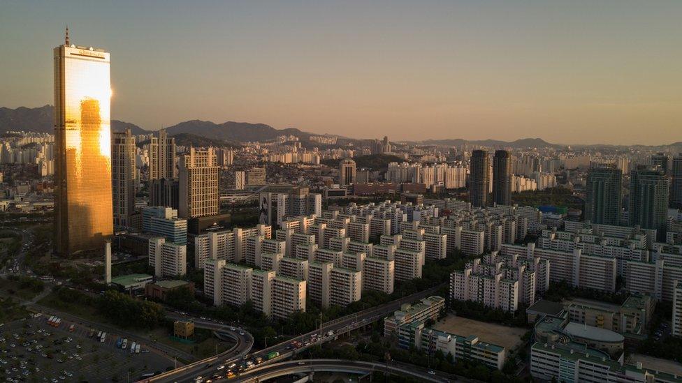 The skyline of Seoul's business district