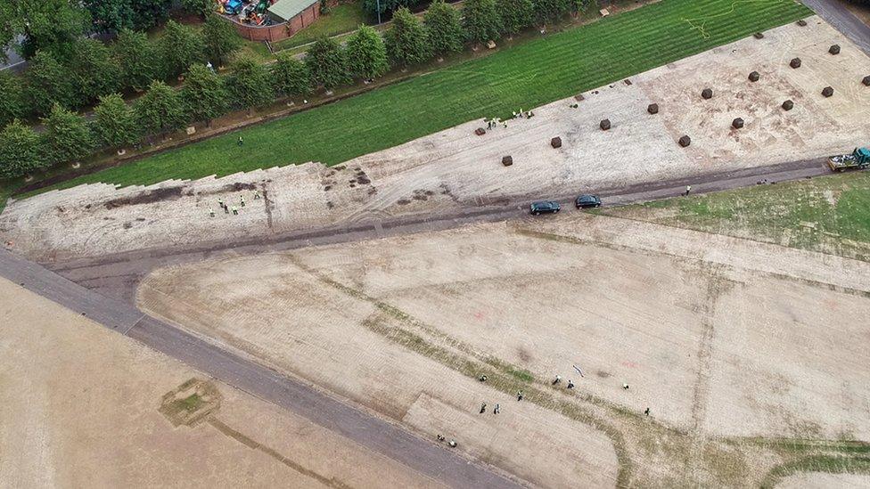 Turf being relaid at Glasgow green