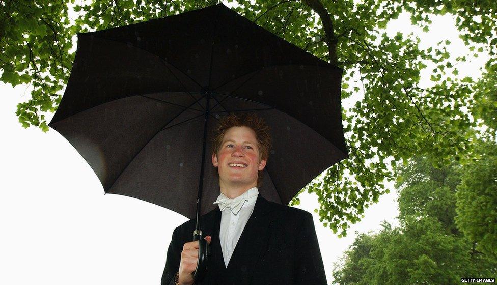 Prince Harry with an umbrella