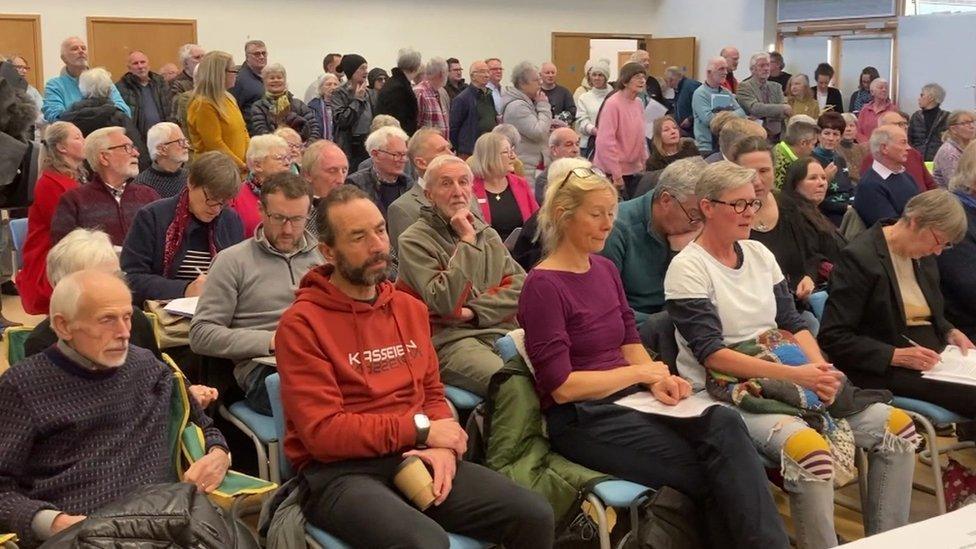 Residents inside the hall at the planning inquiry