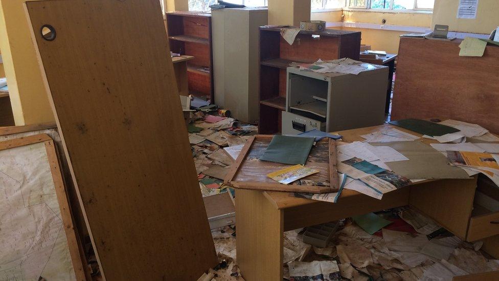 Inside of a looted Red Cross office in Malakal, South Sudan