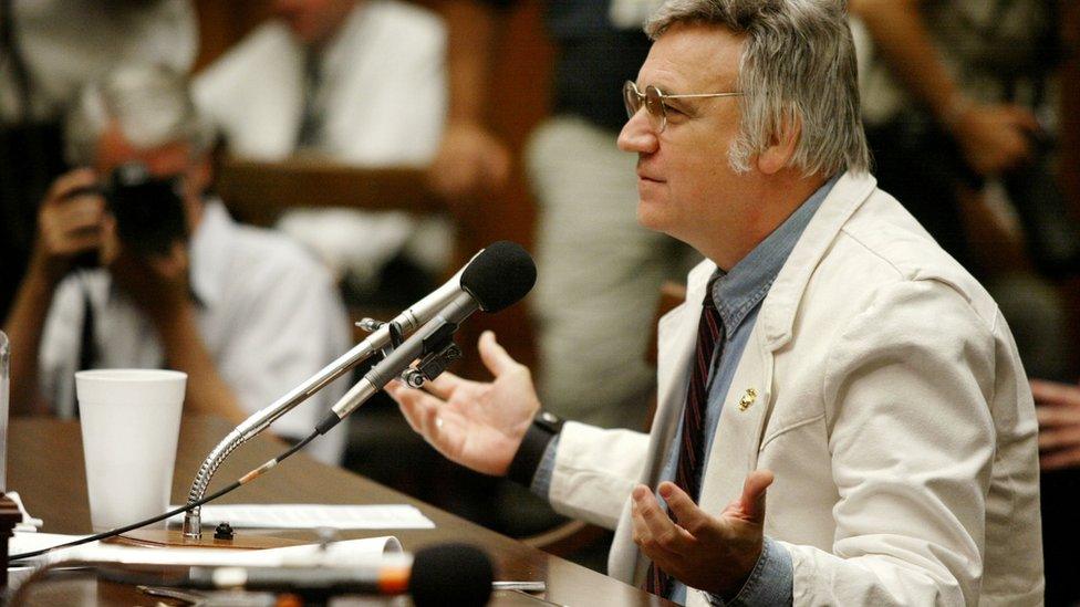 James Traficant, shown speaking with people in 2002