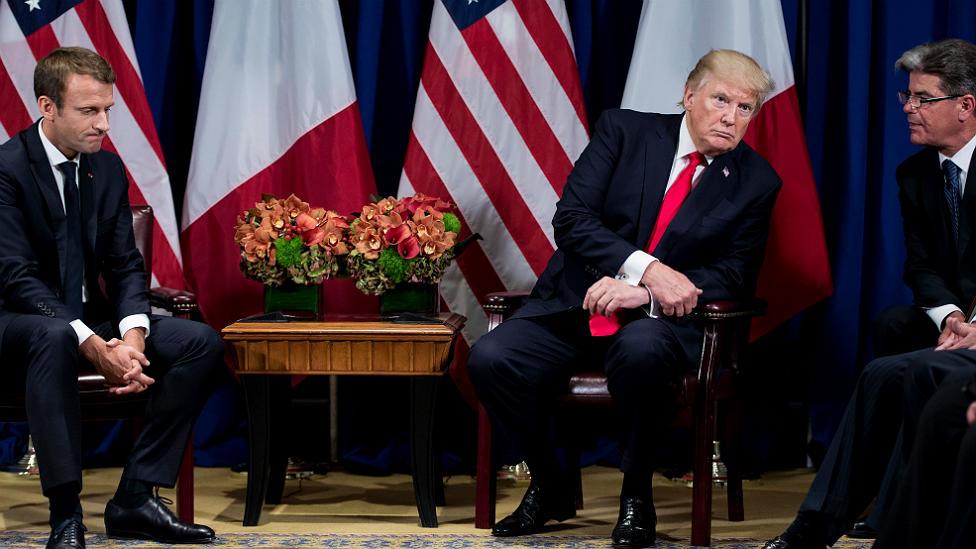 Emmanuel Macron, Donald Trump and translator