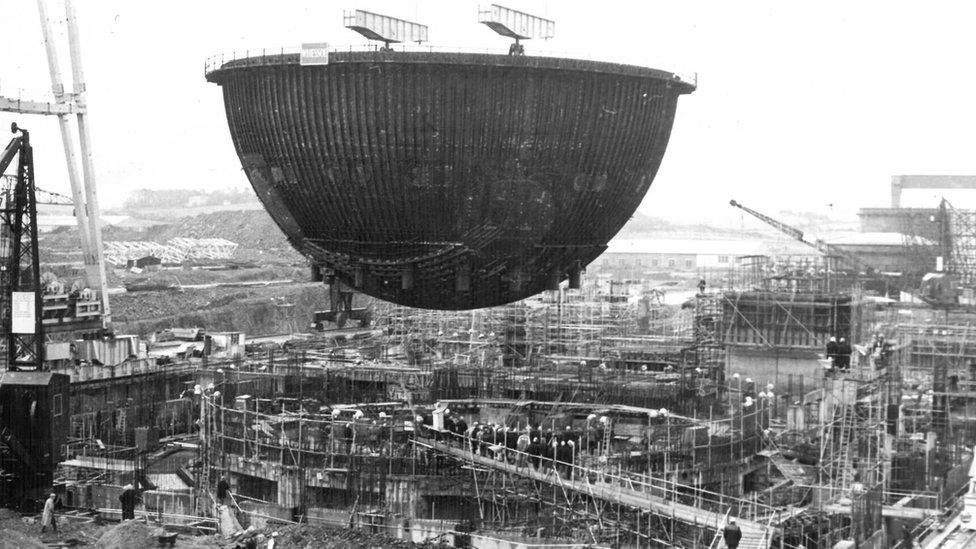 Under construction - the reactor vessel at Wylfa in the 1960s