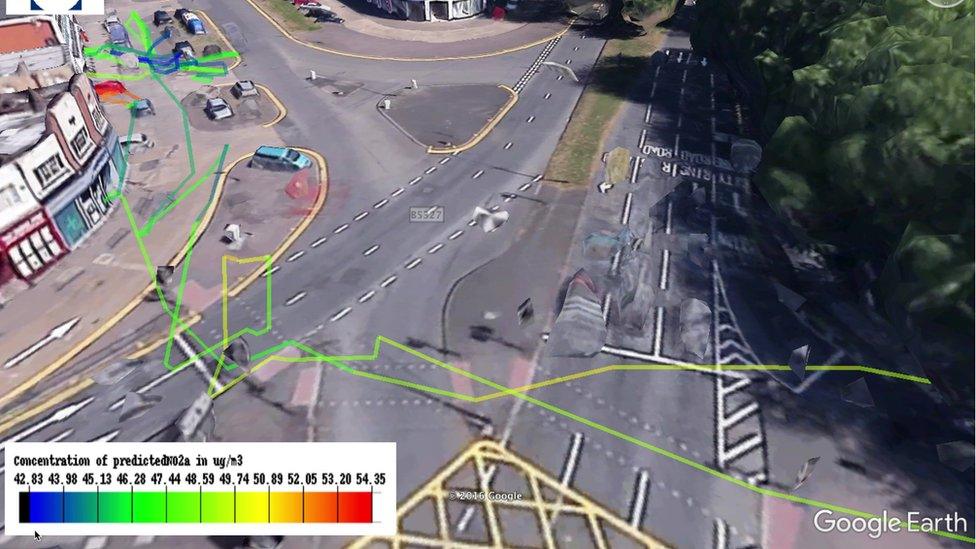 Readout of pollution levels during Logan's walk