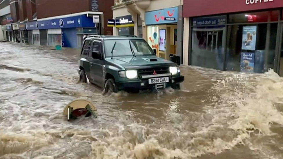 Car in flood water