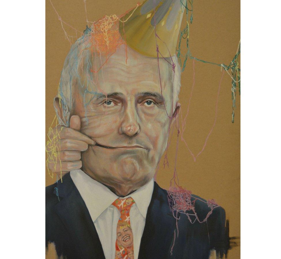 A Bald Archy Prize 2017 portrait of Malcolm Turnbull called 'A really good time'