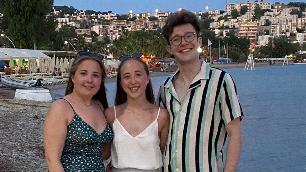 Issy, Ellie and Jacob on holiday