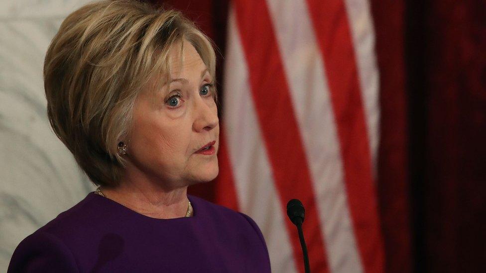 Hillary Clinton speaks during a portrait unveiling ceremony for outgoing Senate Minority Leader Harry Reid on Capitol Hill December 8, 2016 in Washington