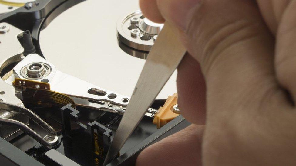 A hard disk being repaired