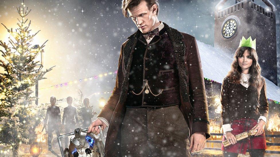 Promo poster for Doctor Who Christmas special with Jenna Coleman and Matt Smith.