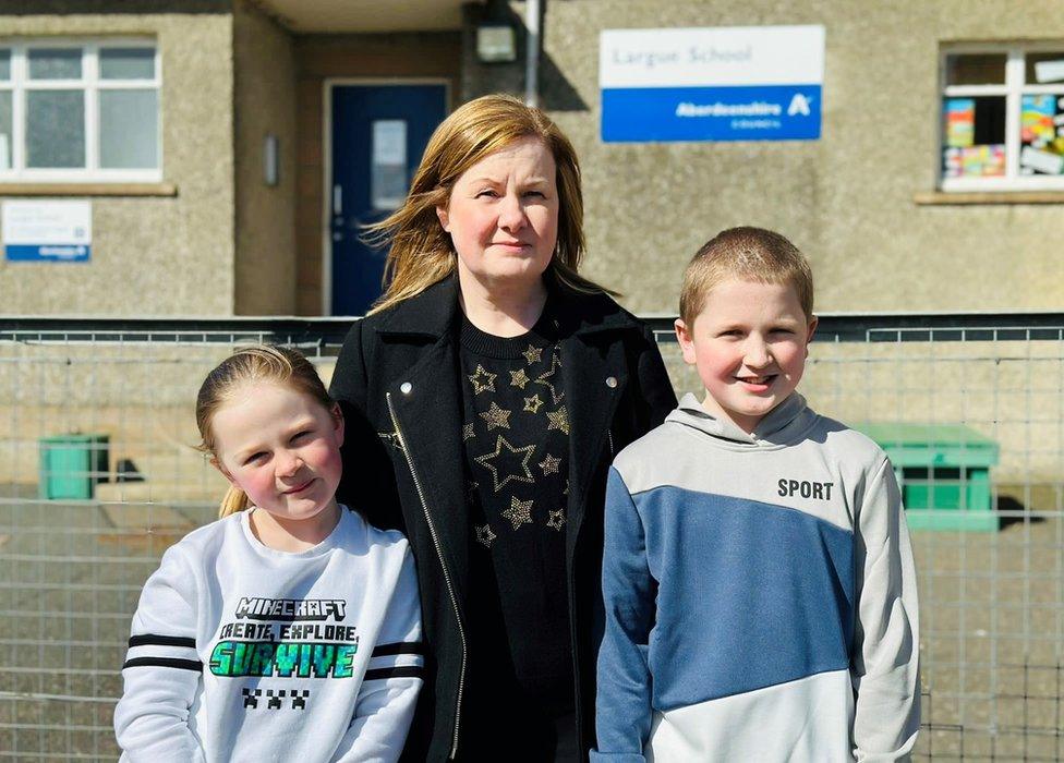 Paula McRitchie is pictured with children Mia, eight, and 11-year-old Owen