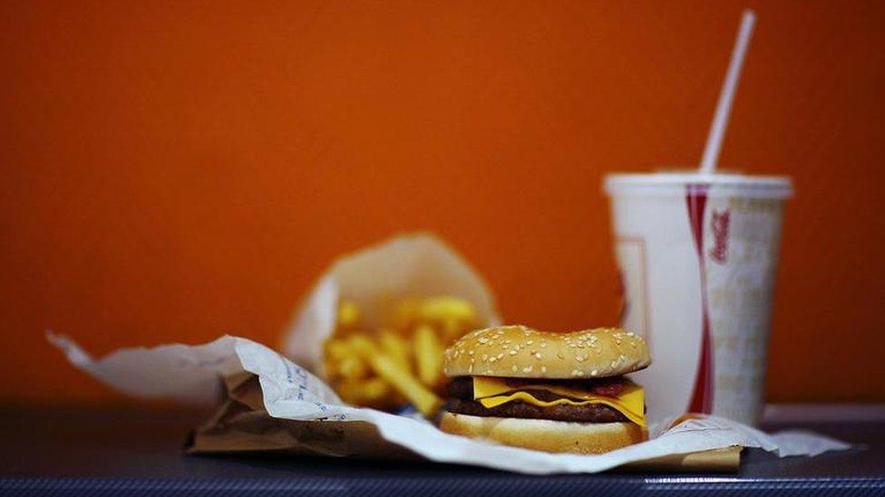 burger, fries and soft drink