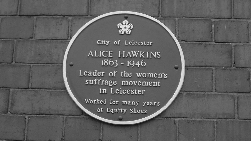 A plaque to Alice Hawkins