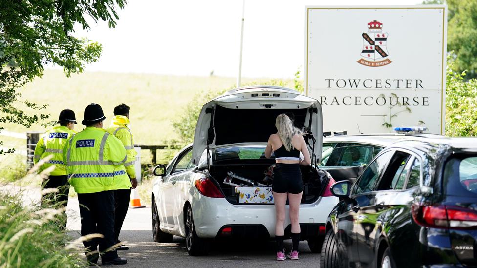 Police at Towcester Racecourse