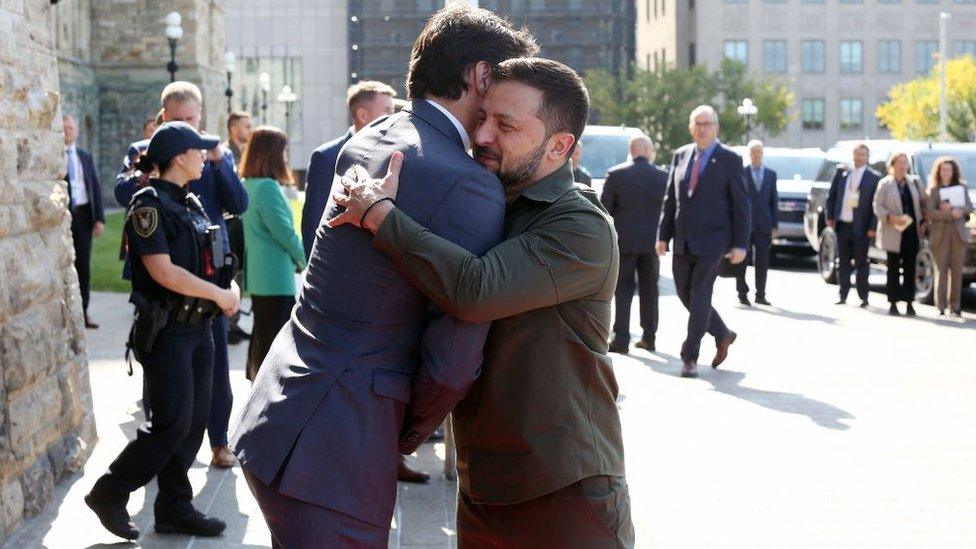 Justin Trudeau and Volodymyr Zelensky