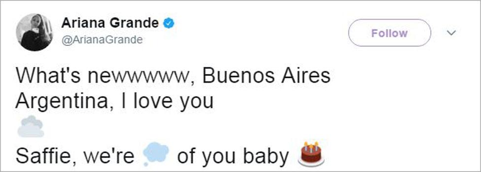 Ariana Grande tweet