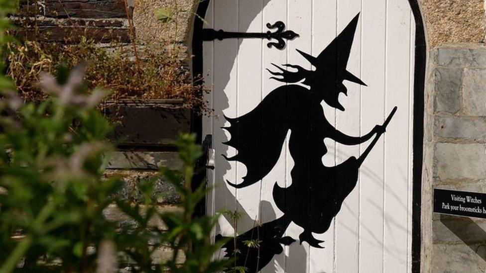 Witch image on a door