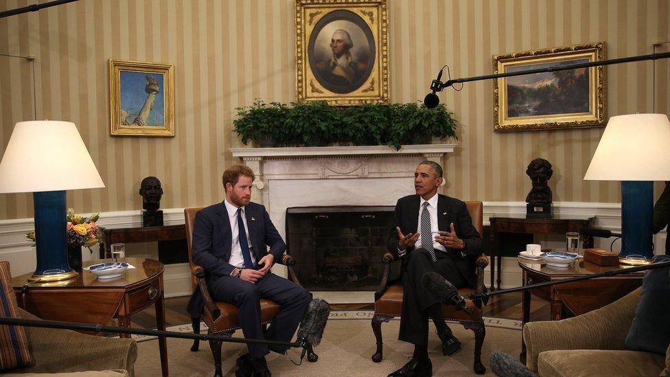 Barack Obama and Prince Harry at the Oval office