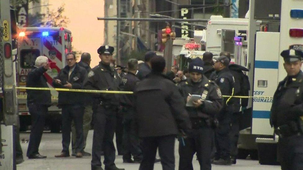 Police outside Manhattan post office