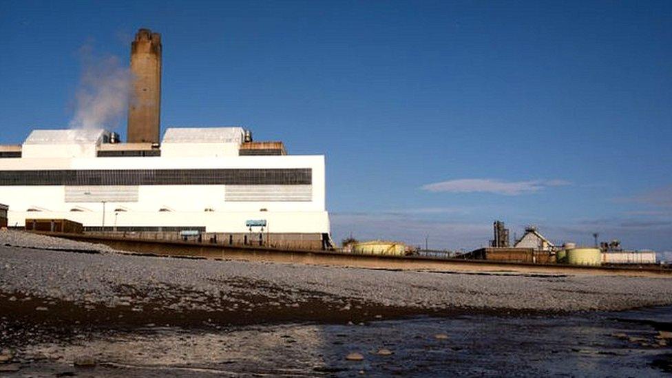 Aberthaw power station on the beach