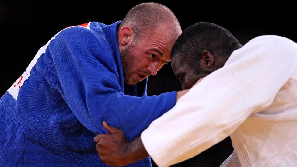 Great Britain's Samuel Ingram competes in the Mens 100kg Judo Final against Cuba's Jorge Marcillis Hierrezuelo during day three of the London 2012 Paralympic Games at the London ExCel Centre.